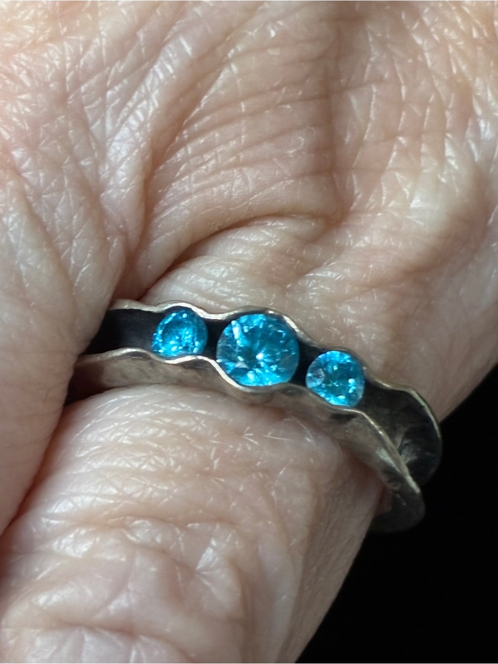 Silpada’s Sterling Silver Blue Topaz Three-Stone Ring, size 6